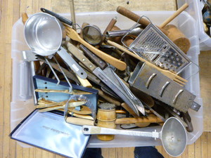 Tub of Kitchen Utensils