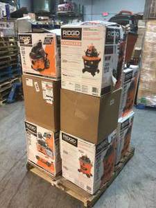 lot 102 image: Pallet with assorted Ridgid Shop Vacs various models and conditions review pictures