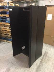lot 110 image: Husky Regular Duty Welded 24-Gauge Steel Freestanding Garage Cabinet in Black (31 in. W x 75 in. H x 20 in. D) damaged no key see pictures