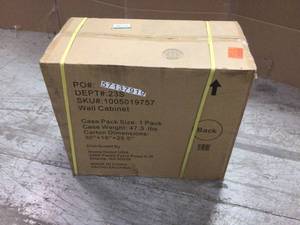 lot 112 image: Husky Heavy Duty Welded 20-Gauge Steel Wall Mounted Garage Cabinet in Black (28 in. W x 22 in. H x 14 in. D) see pictures