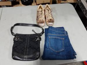 lot 18 image: COACH Purse With Womens Pants Size 6 & Womens Shoes Size 9