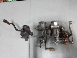 lot 33 image: 2- Universal Food Grinders, 1-Crystal Coffee Grinder