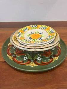lot 17 image: Assorted Antique Decorative Pottery Plates & Bowls - See Pics For More Info