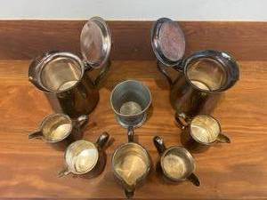 lot 50 image: Assorted Antique Silverplated Pitchers Etc