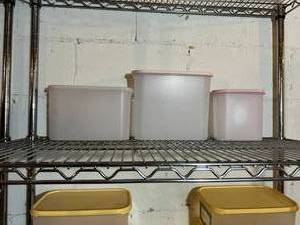 lot 55 image: Nice Assortment Of Large Tupperware Containers - Great Condition - Metal Rack Not Included