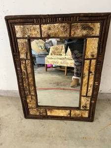 lot 75 image: Beautiful Vintage Rustic Wood Frame Mirror - Great Condition