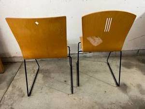 lot 77 image: Collectible Pair of Vintage Leland International Marquette Bent Wood Designer Chairs With Cut Out Design - Great Condition