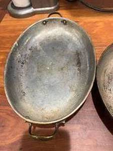 lot 154 image: Vintage CopperBrass Fry Pans with stunning patina 