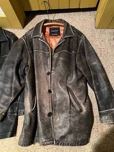 lot 160 image: WOW LOT OF 3 COATS Wilsons Leather and Banana Republic Leather Coats in great shape. Size mens XL and L. 