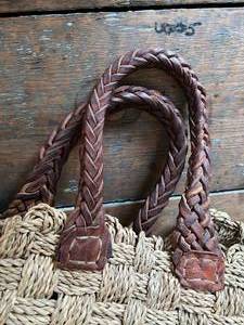 lot 173 image: AWESOME WOVEN LARGE BAG WITH LEATHER HANDLES