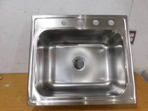 lot 98 image: Elkay Pergola Drop-In Stainless Steel 25 in. 4-Hole Single Bowl Kitchen Sink