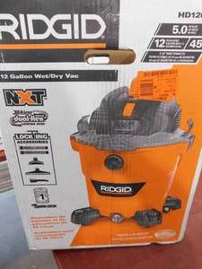 lot 73 image: RIDGID 12 Gal. 5.0-Peak HP NXT WetDry Shop Vacuum with Filter, Hose and Accessories