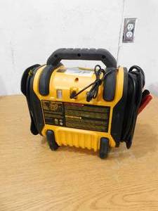 lot 74 image: DEWALT 1600 Peak Amp Portable Car Jump Starter with 120 PSI Digital Air Compressor and 500-Watt Inverter