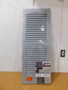 lot 89 image: Builders Edge 14.5 in. x 39 in. Louvered Vinyl Exterior Shutters Pair