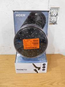 lot 141 image: MOEN Attract with Magnetix 6-spray 6.75 in. Dual Shower Head and Adjustable Handheld in Mediterranean Bronze