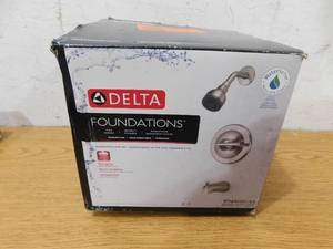 lot 157 image: Delta Foundations Single-Handle 1-Spray Tub and Shower Faucet in Brushed Nickel (Valve Included)