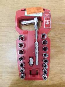 lot 185 image: Husky 38 in. Drive 6-Point Pass-Thru Ratchet and Socket Set