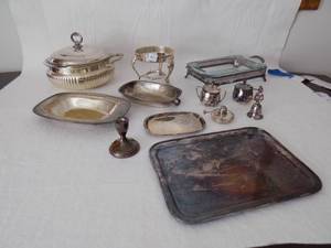 lot 51 image: Silver Set With Preismer Sterling Weighted Candle Holders