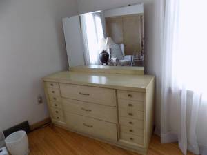 lot 58 image: Vintage Large Dresser & Mirror 9 Drawers