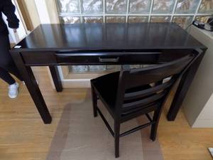 lot 80 image: Wooden Desk & ChairPlastic Office Mat