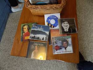 lot 129 image: Lot of CDs & Wicker Basket