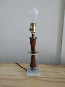 lot 141 image: Vintage Marble and Wood Table Lamp