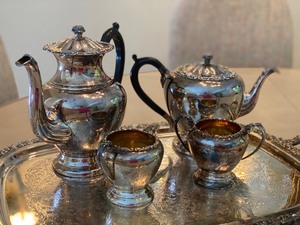 Vintage Silver Plate on Copper Tea Service by Marlboro