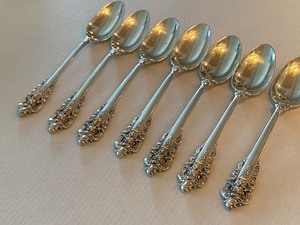 7 Wallace Sterling Grand Baroque Teaspoons