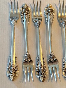 7 Sterling Wallace Grand Baroque Relish Forks