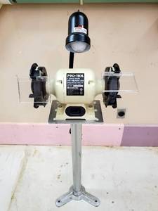 lot 5 image: Protech 6 Bench Grinder Mounted On an Iron Pedestal