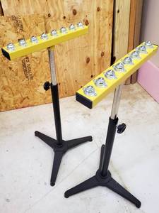 lot 11 image: (2) Adjustable Height Wood Board Feeder Stands