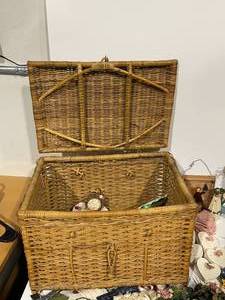 Wicker Basket with Large Variety of Home Decor