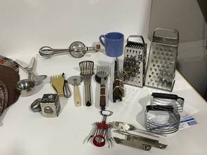 Vintage Hand Mixer, Kitchen Utensils and Placemats