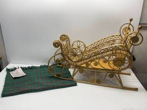 Wicker Sled and Cotton Rug