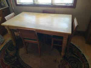 Old Kitchen Table with Four Chairs