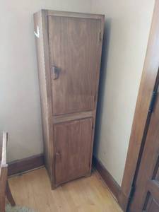 Wood Cabinet with Contents