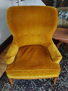 Vintage Mustard Colored Wingback Chair