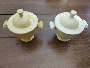 Two Fiesta Sugar Bowls with Lids