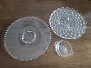 Candlewick Glassware & American Fostoria Torte Plate Platter