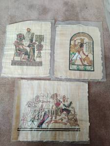 lot 69 image: Three Papyrus Pieces Of Art