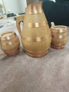 lot 252 image: Three Copper Barrel Style Pieces Of Kitchenware