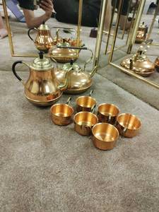 lot 244 image: Copper Teapots With 6 Cups