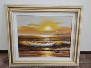 lot 334 image: Framed Canvas Beach Painting