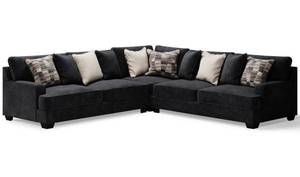 lot 402 image: Ashley Furniture Lavernett 3 Piece Fabric Sectional in Charcoal Model 59603-SEC1 (Zipper On One Cushion Needs Repair)