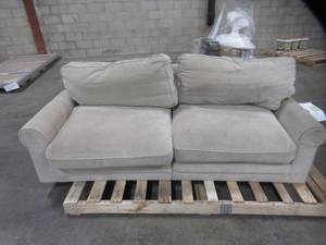 lot 403 image: Serta RTA Copenhagen VanityEspresso Polyester Loveseat Model CR43531PB (Needs Upholstery Cleaning)