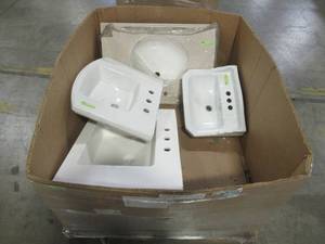 lot 236 image: MIXED PALLET (Approximately 5 Pieces) OF VANITY TOPS AND PEDISTAL SINK TOPS