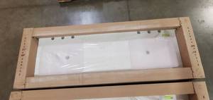 lot 130 image: London 60 in W x 22 in D Iced White Engineered Stone Vanity Top (New in box)
