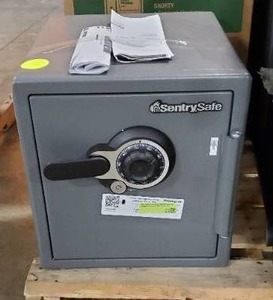 lot 163 image: SentrySafe SFW123DSB Fireproof Safe and Waterproof Safe with Dial Combination 1.23 Cubic Feet Gray (Cosmetic damage)