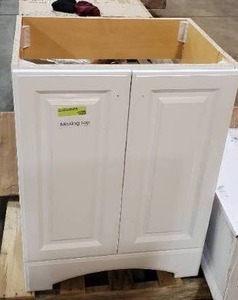 lot 168 image: Glacier Bay - 24 in. W Vanity in White (Missing vanity top, scratch & dent)
