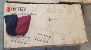 lot 175 image: INTEY Wood Cornhole Set( 4ft x 2ft),Bean Bag Toss Game, Backyard Classic Game Kit (Open box)
